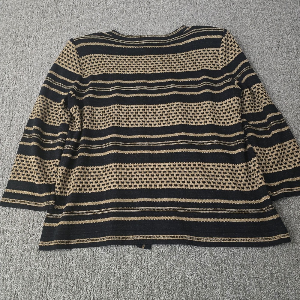 Misook Black Gold Metallic Knit Open Front Cardigan Jacket XL Career Party - Picture 6 of 6